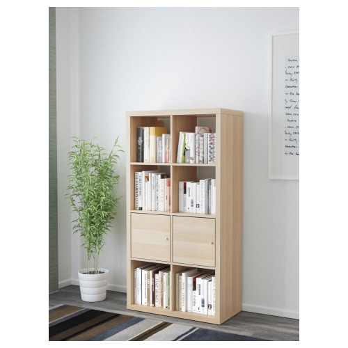 IKEA KALLAX Shelving Unit With Doors 147x77 cm White Stained Oak